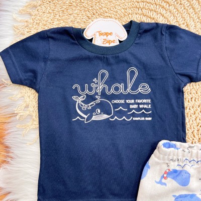 Conj. Camiseta Whole Choose e Bermuda Baleias - Marinho